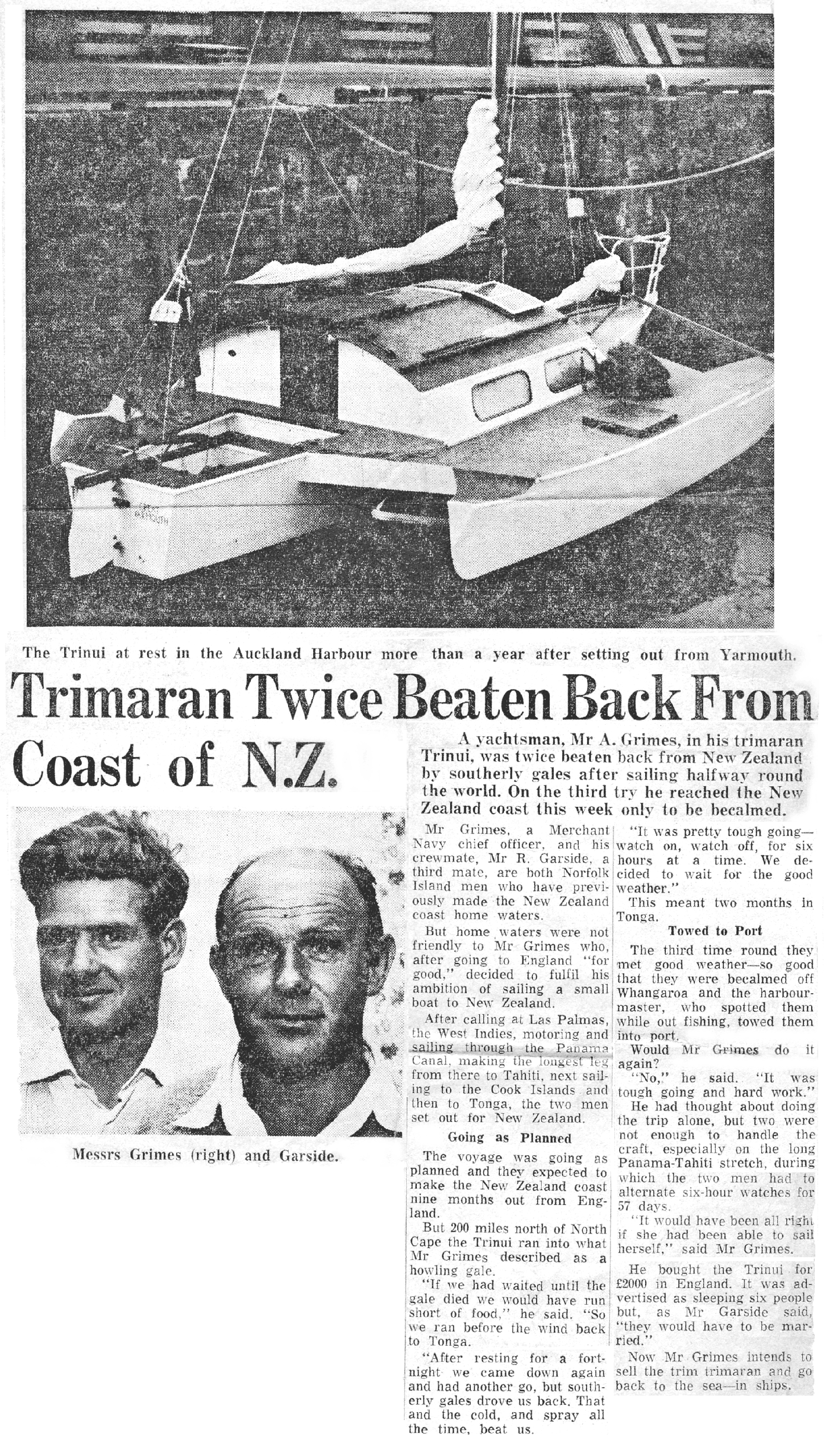 Auckland NZ Press article 15 December 1963 - Twice beaten back