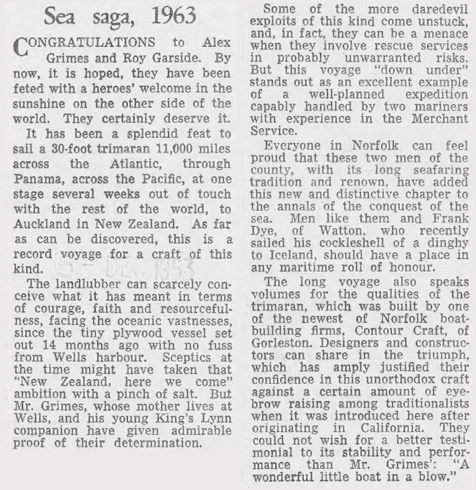 Eastern Daily Press editorial 15th Dec 1963