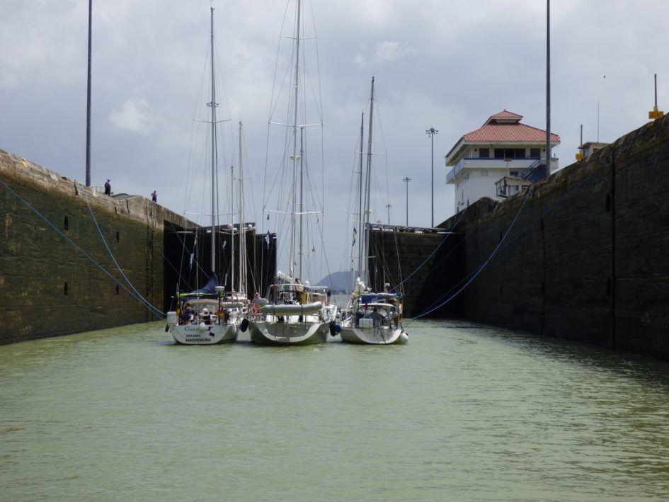 Yachts in Panama Canal lock